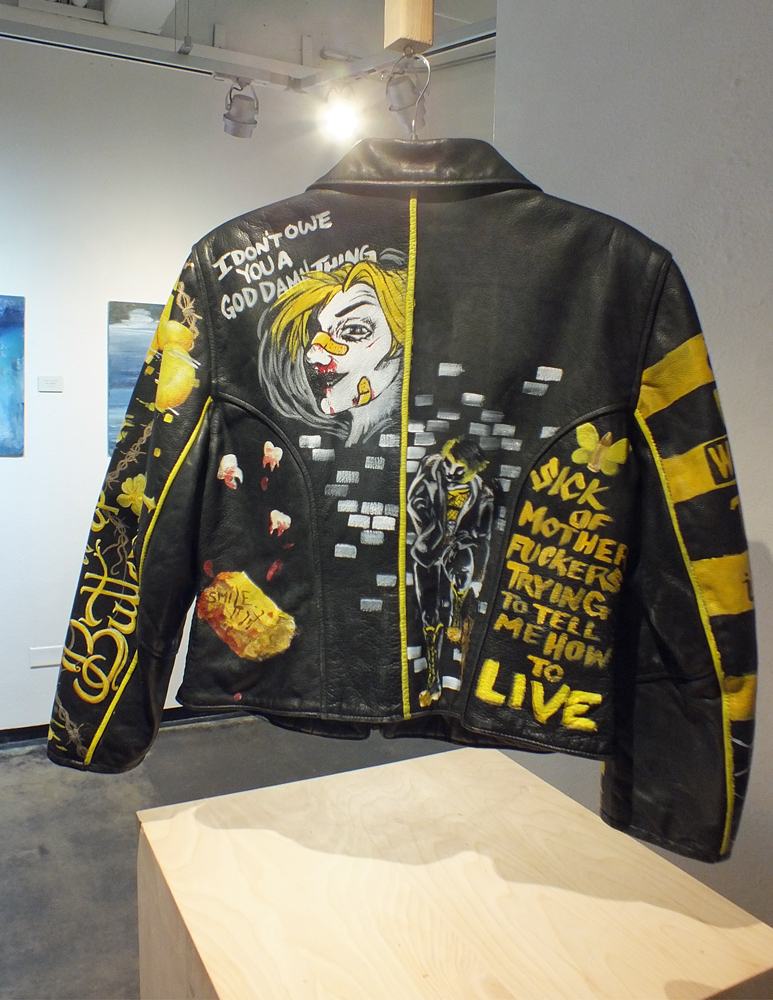 Buttercup, Mariah Larson, acrylic paint on leather jacket