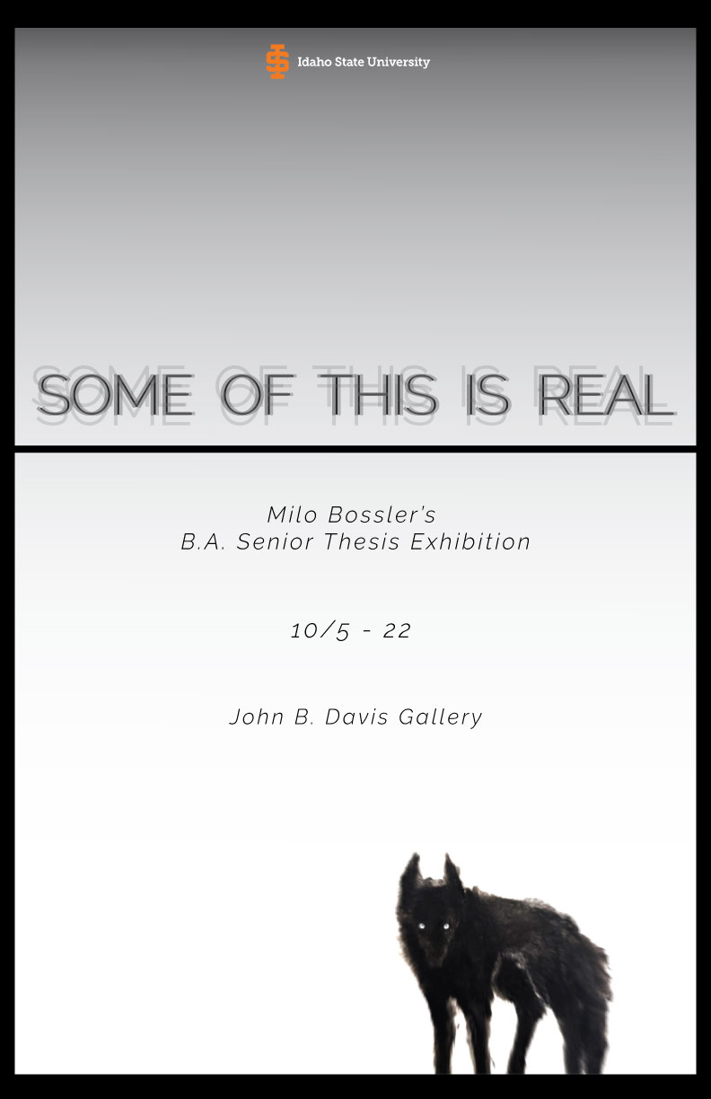 Promotional graphic for Milo Bossler's B.A. Exhibition