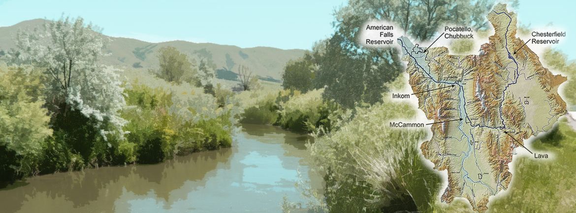 Portneuf River with map of the hydrologic unit for the Portneuf