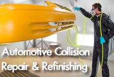 Automotive Collision Repair & Refinishing Student Painting a Car Bumper