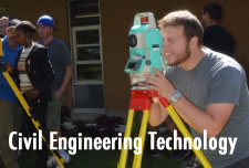Student working with surveying equipment