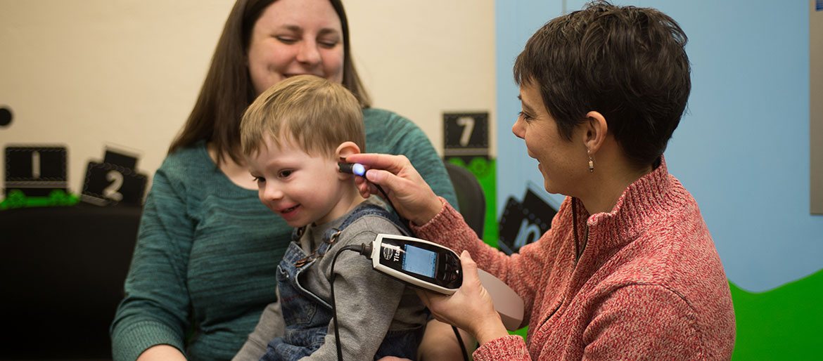 Hearing test performed on toddler