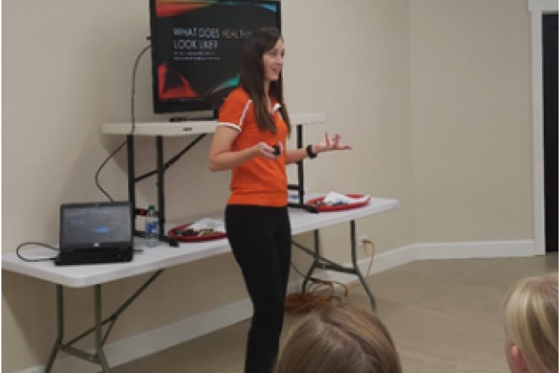ISU Sports dietitian, Natalie Christensen, gives team talk