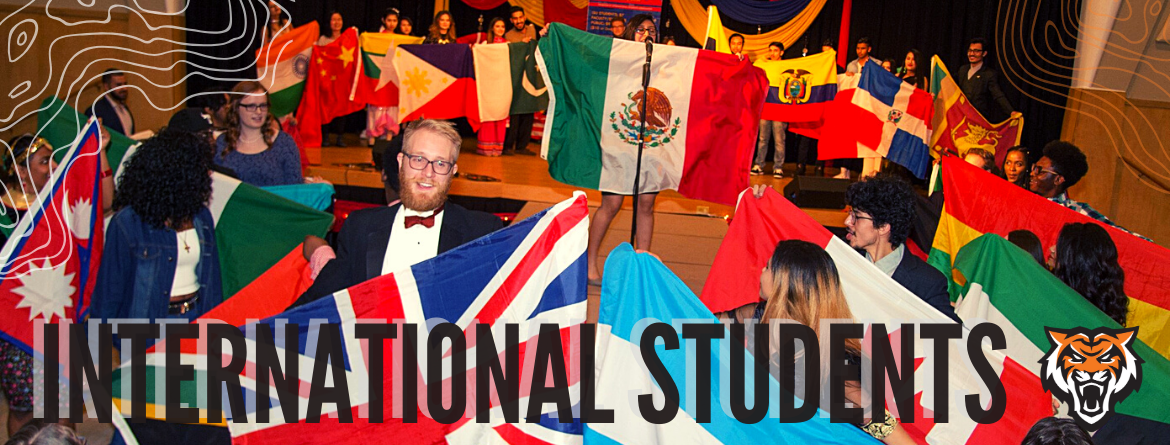 Group of students with flags