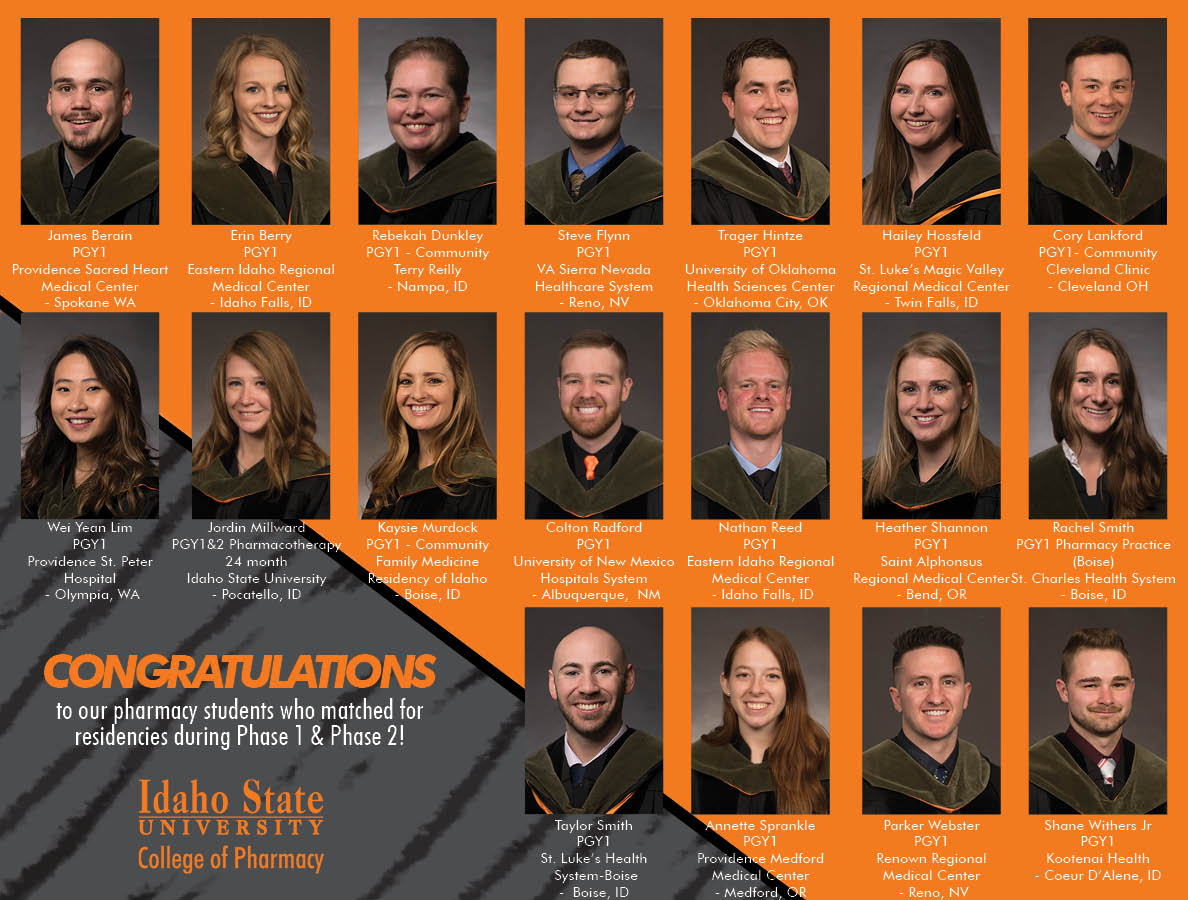 Orange and black background with 24 graduates photos