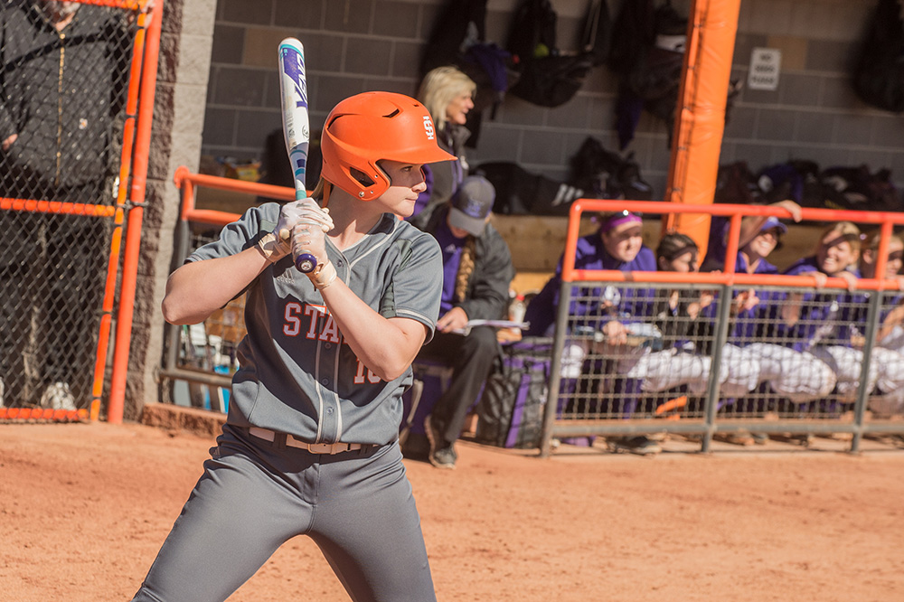 Softball player at the bat against Weber State
