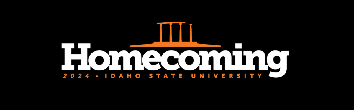 Homecoming 2024 black logo with orange pillars