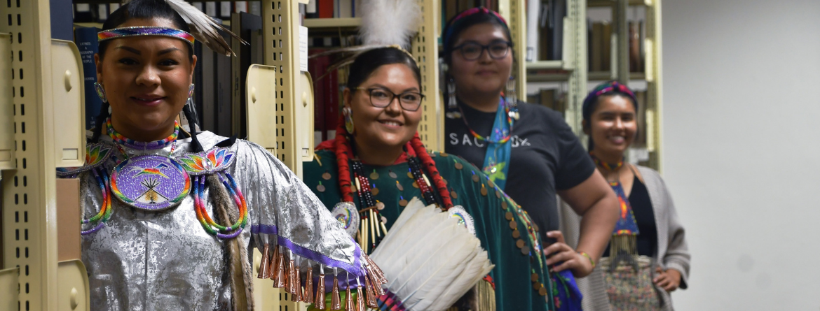 Indigenous students in library