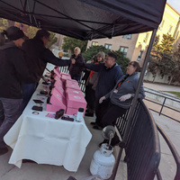 Veterans Day Donut Giveaway people getting donuts