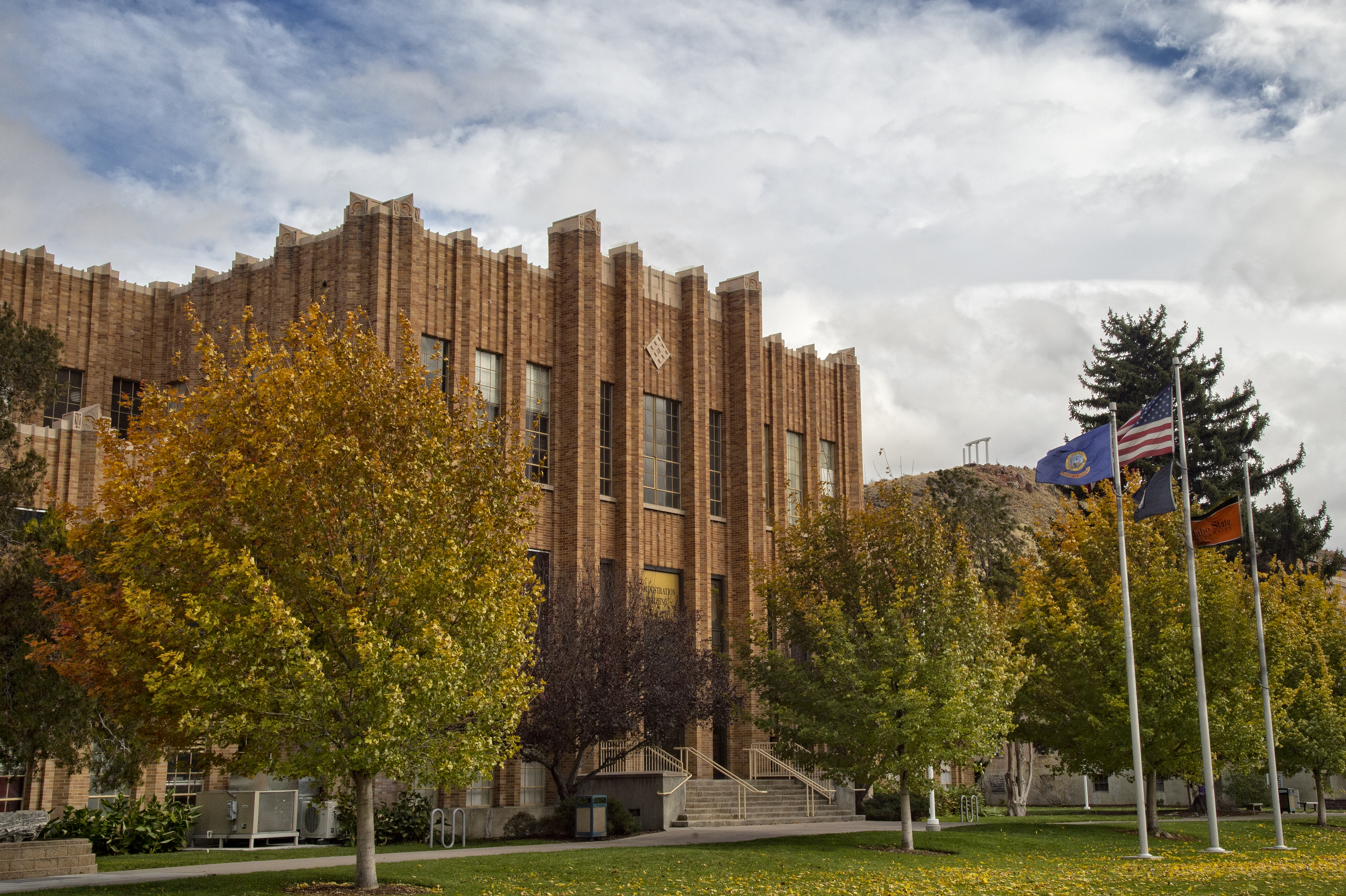 Strolling through campus near the Rendezvous building