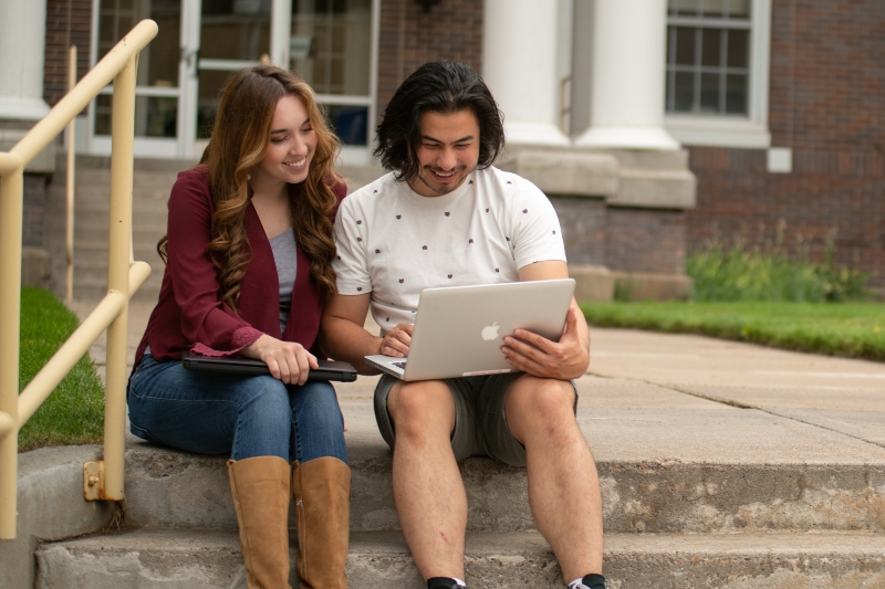 Students looking at job postings