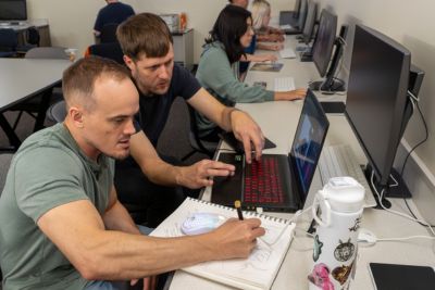 Students work on digital media art projects