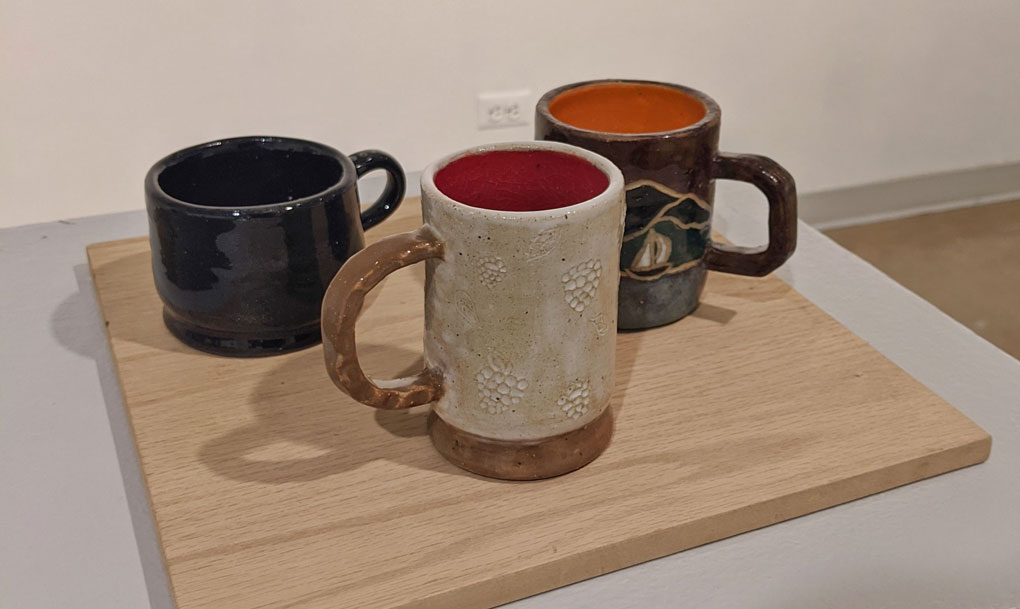 From left to right: Sun and Moon, Berries, Landscape - stoneware clay