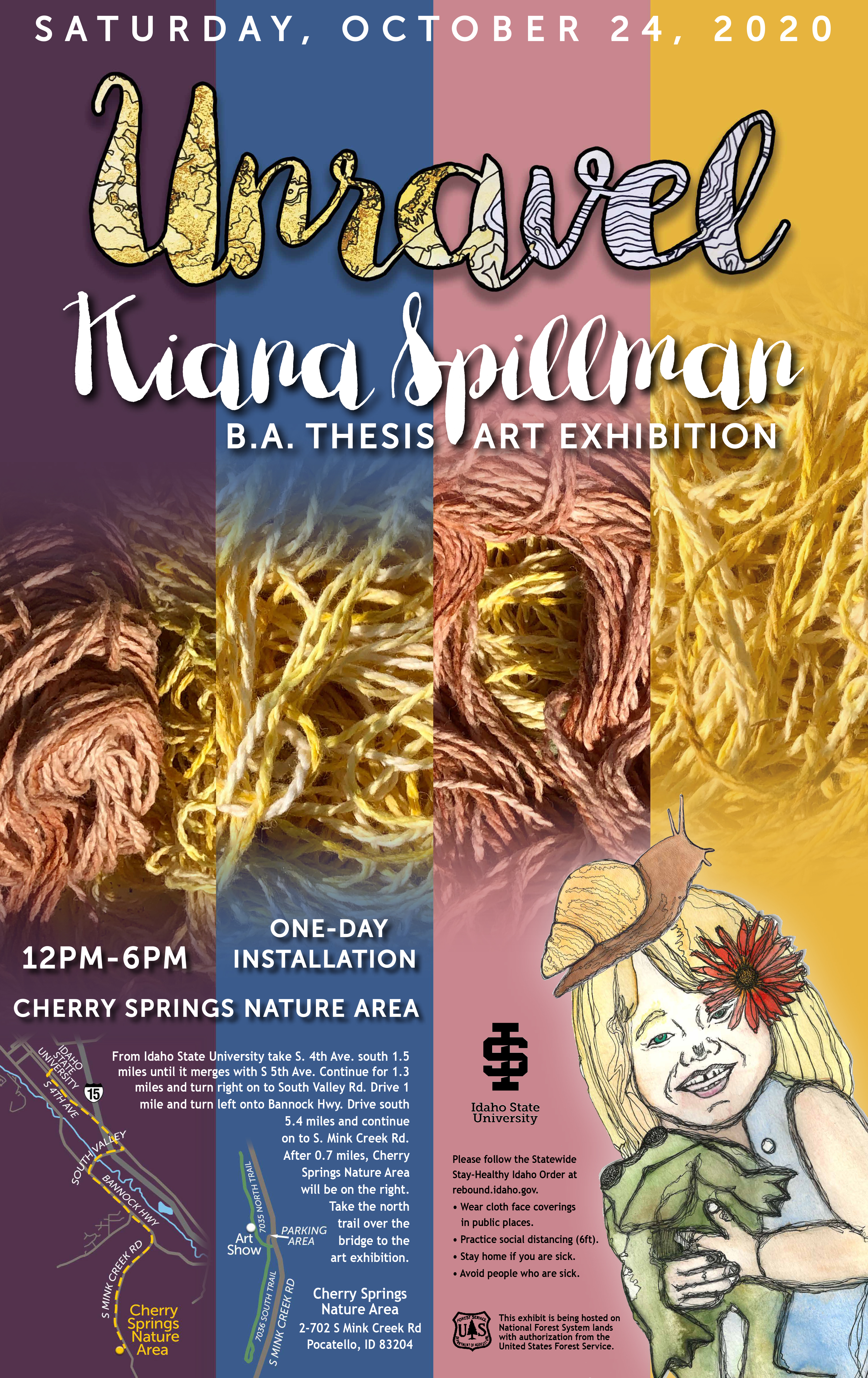 Promotional Graphic for Unravel: Kiana Spillman's B.A. Thesis Exhibition