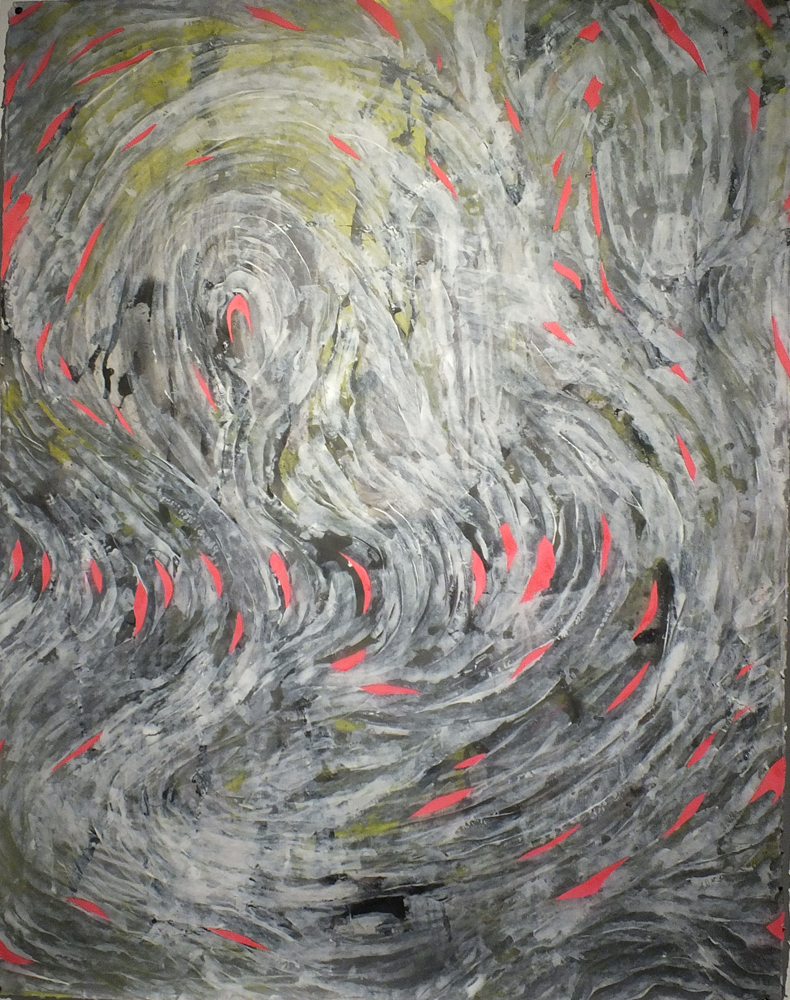 Current II- Omar Sarabia - graphite, gesso, spray-paint