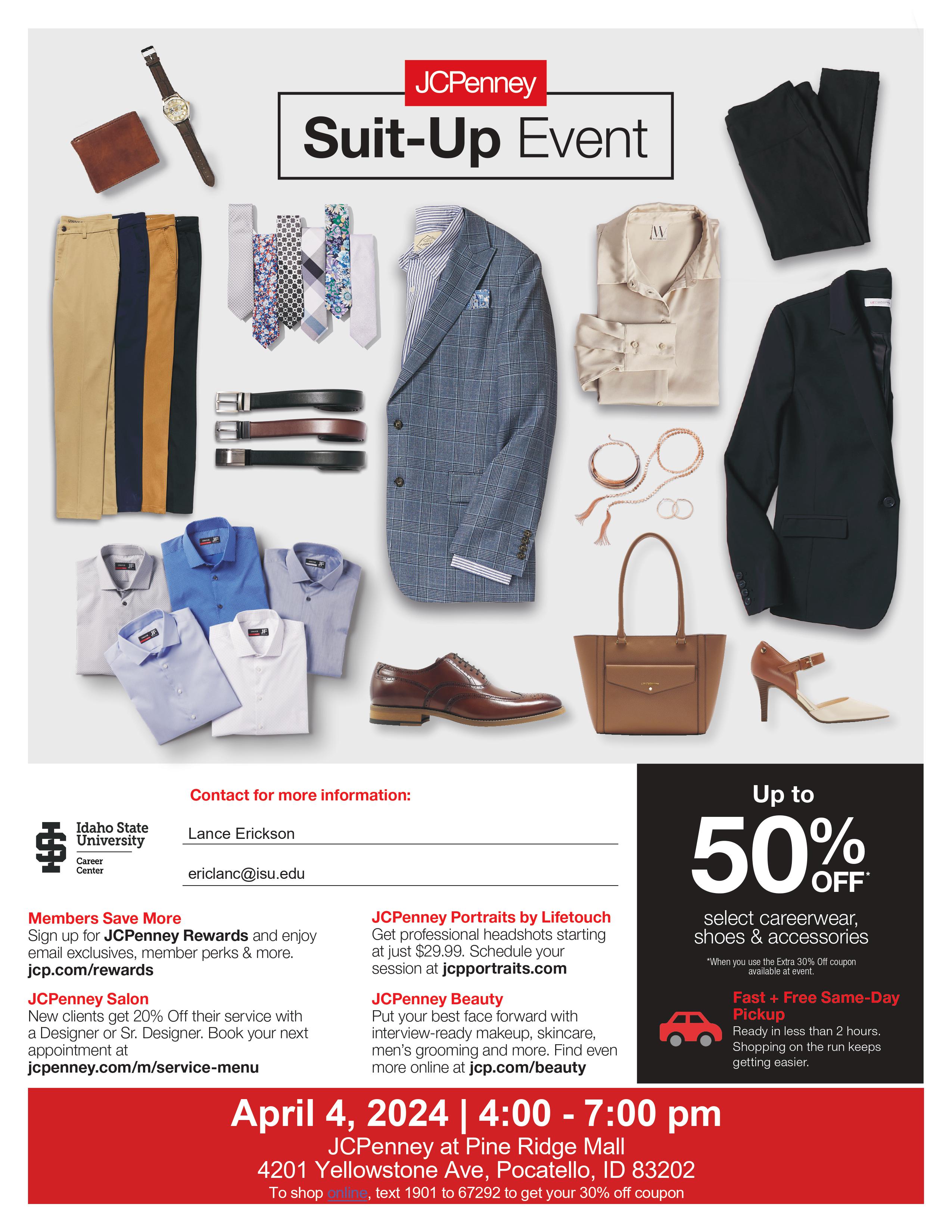 JCPenney Suit Up event Spring 2024 flyer
