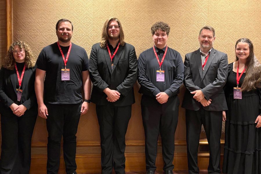 Photo Post-performance, (left to right) Enid, Logan, Caleb, Cordel, Eddie, Emily