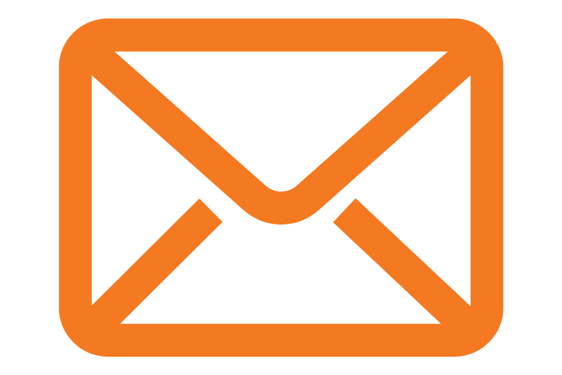 Orange-line drawing of an email icon
