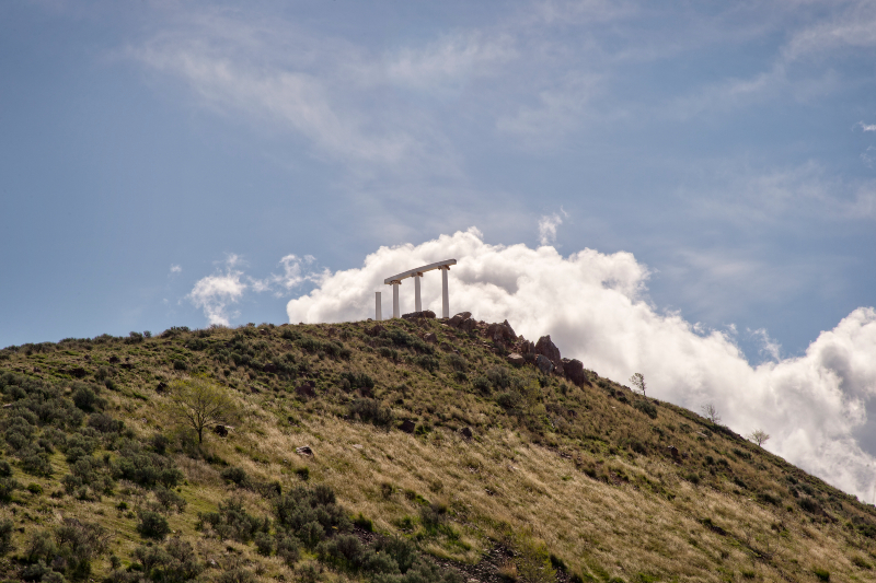 The pillars atop Red Hill on a sunny day
