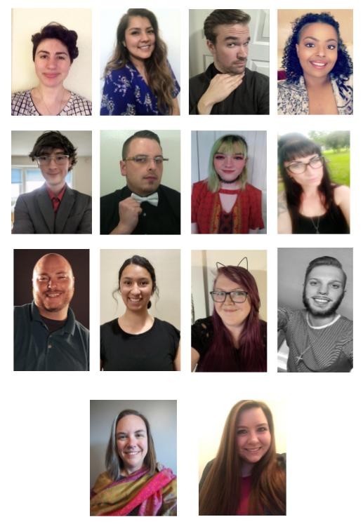 Photo collage: 12 students from ISU's NSAC team and 2 advisors.