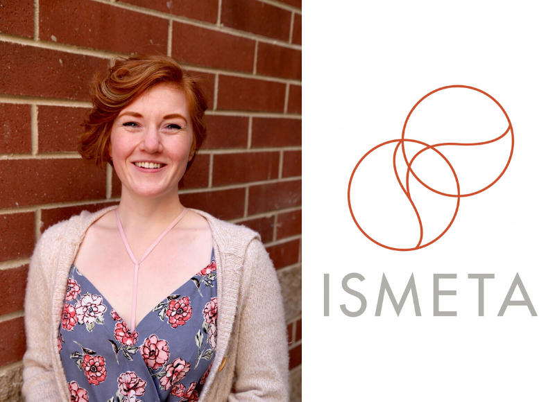 Photo collage: left, Kate Allen, right, the ISMETA logo.