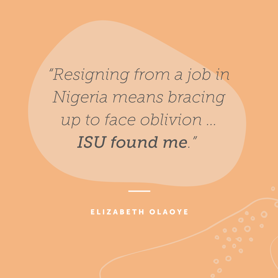 Quote by Elizabeth Olaoye on orange background: 