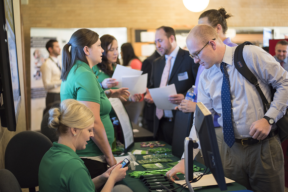 Students at a career fair