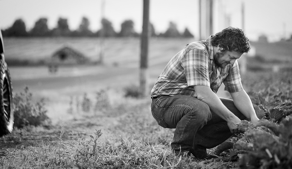 Derek Schwabedissen in a beet field