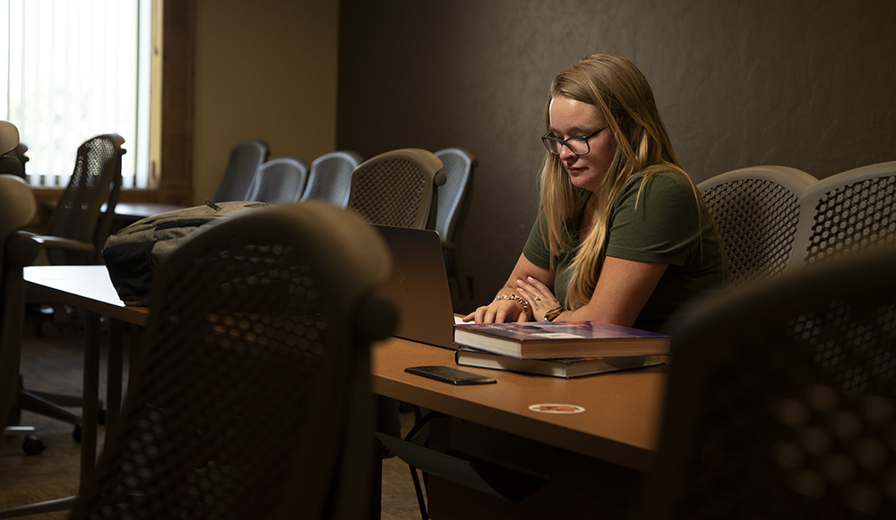 A student studying