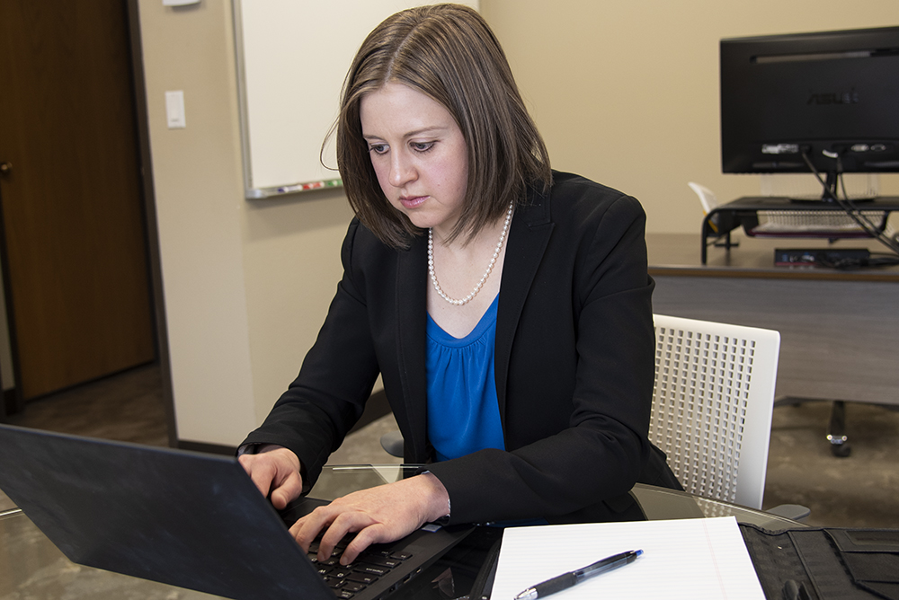 Student working at a desk