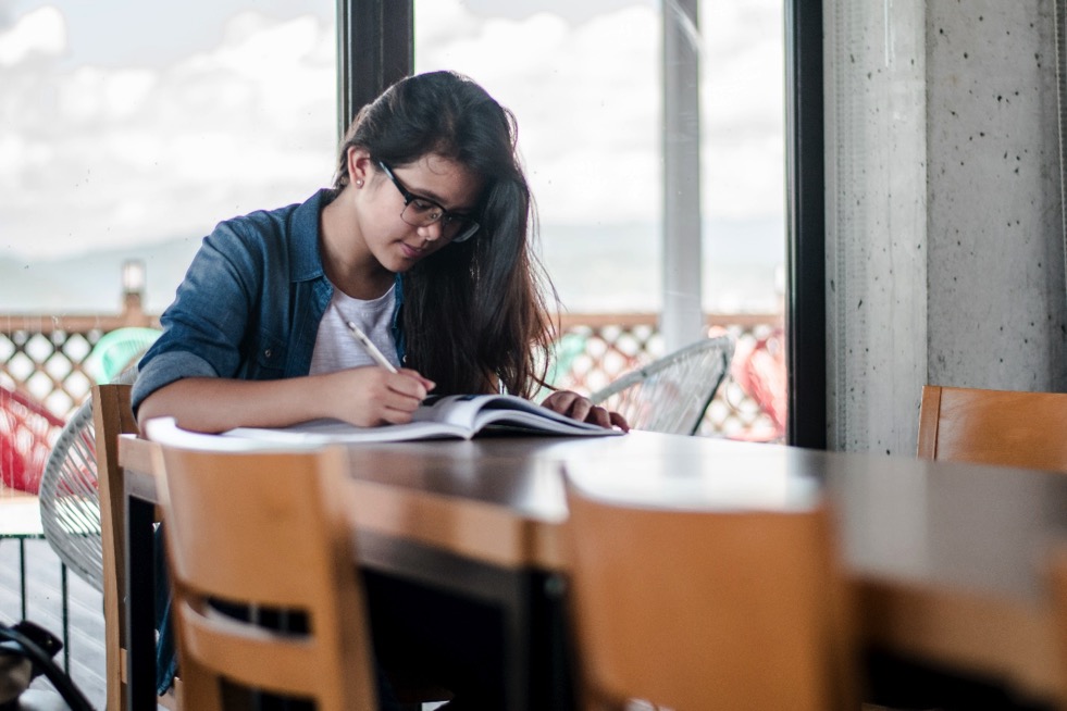 Student studying for an exam