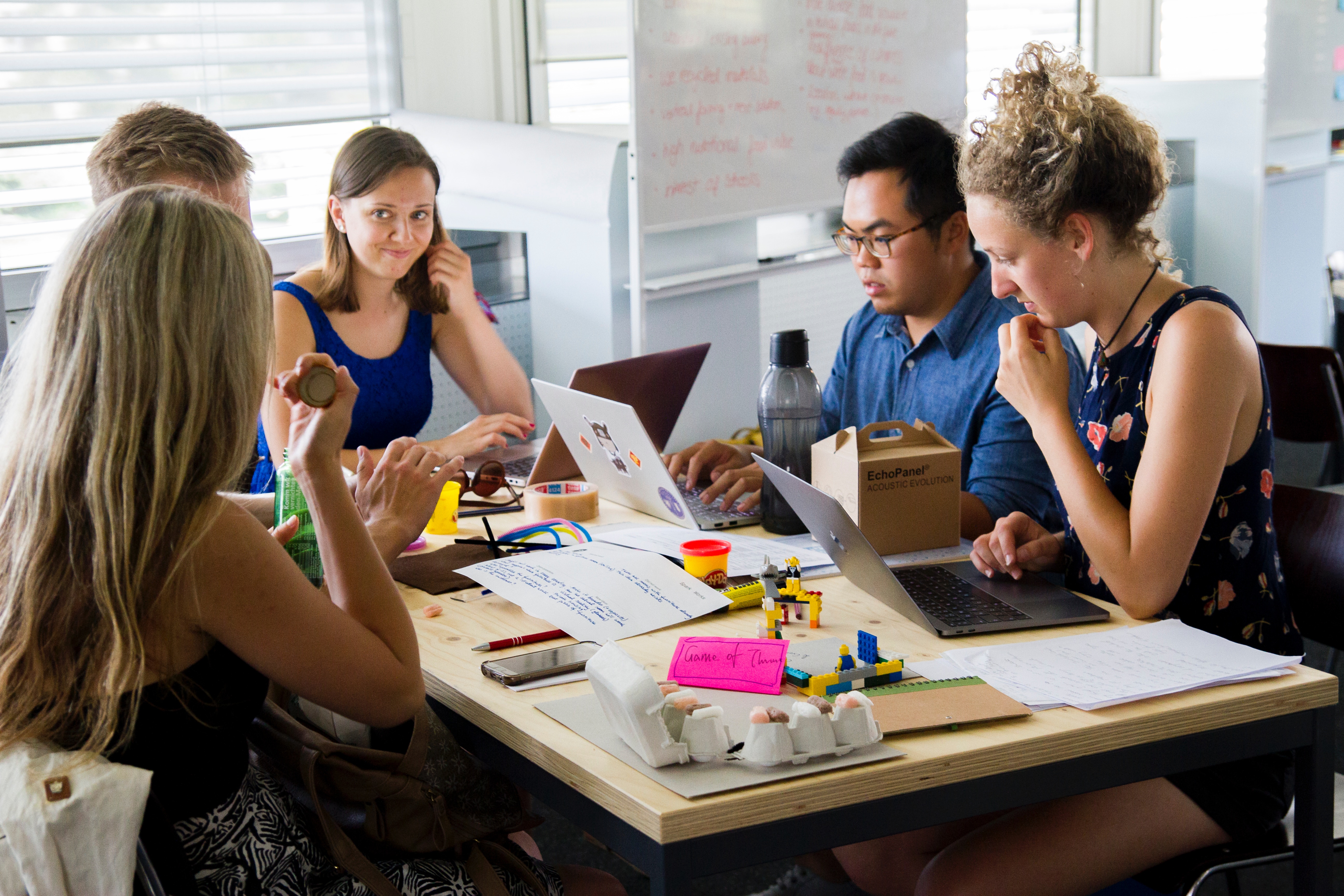 A group of students working together