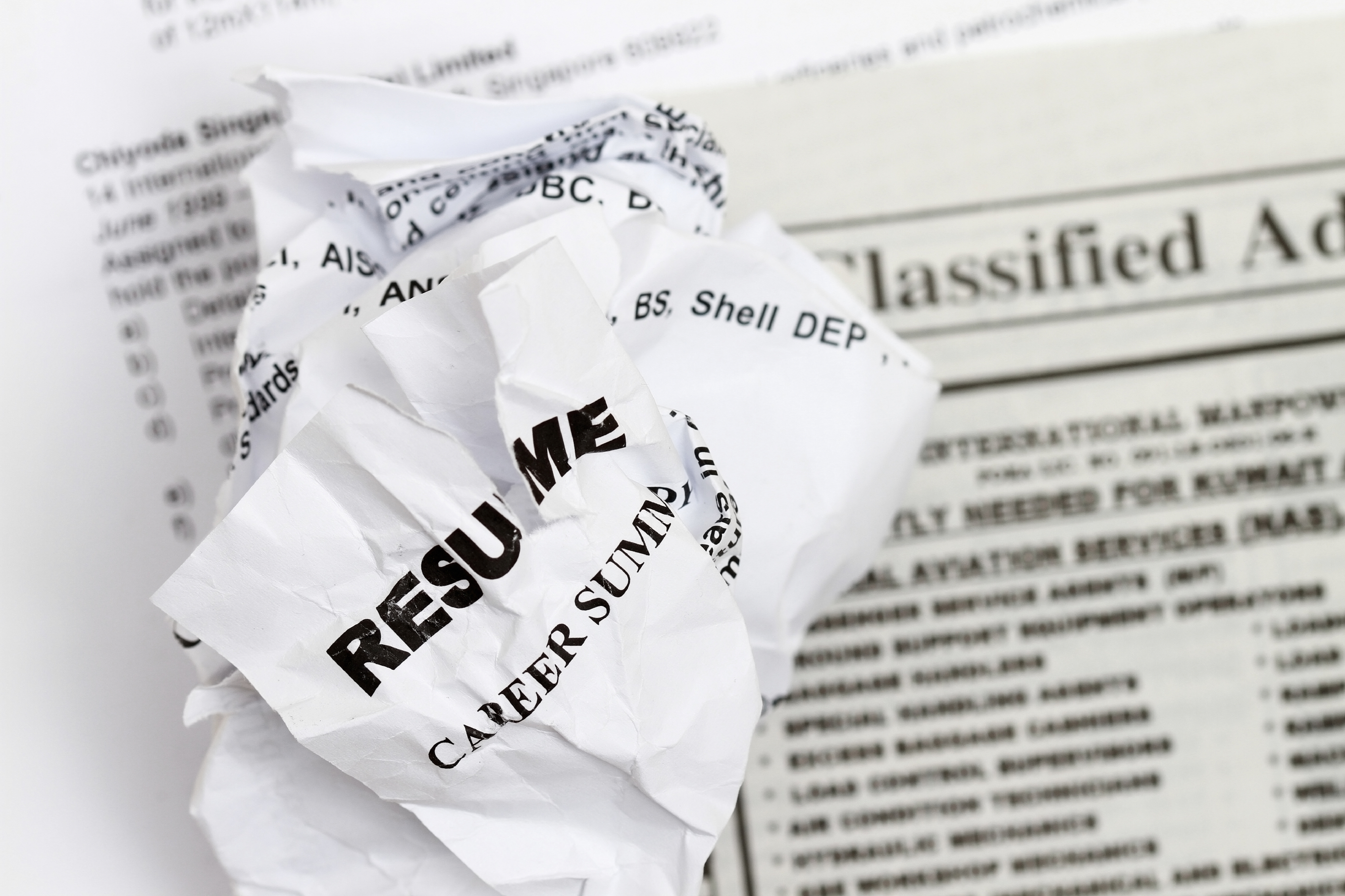 A crinkled up resume