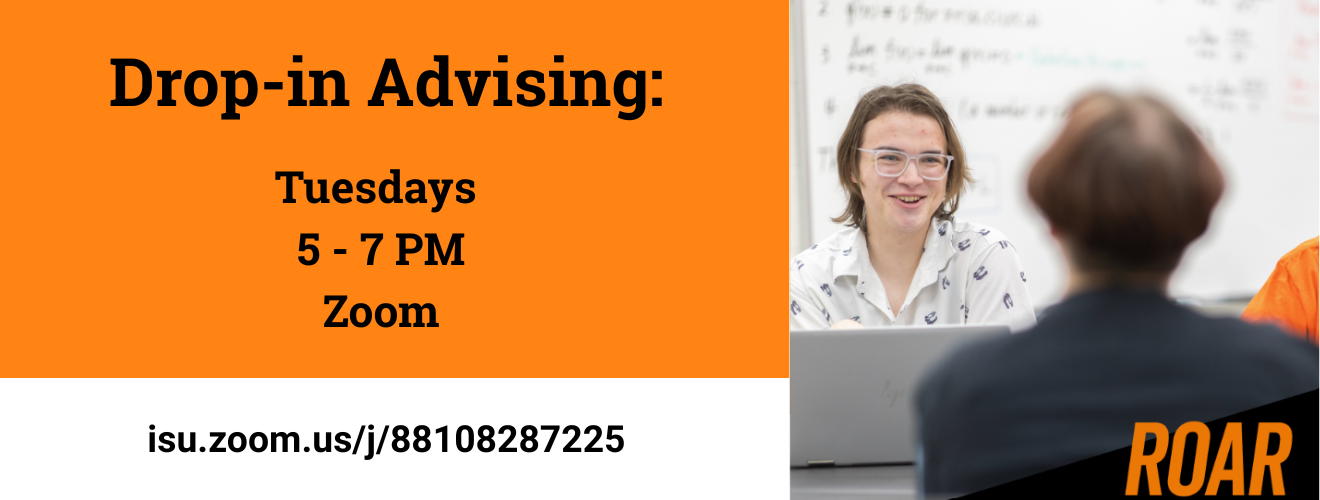 Zoom advising from 5 to 7 pm on tuesdays