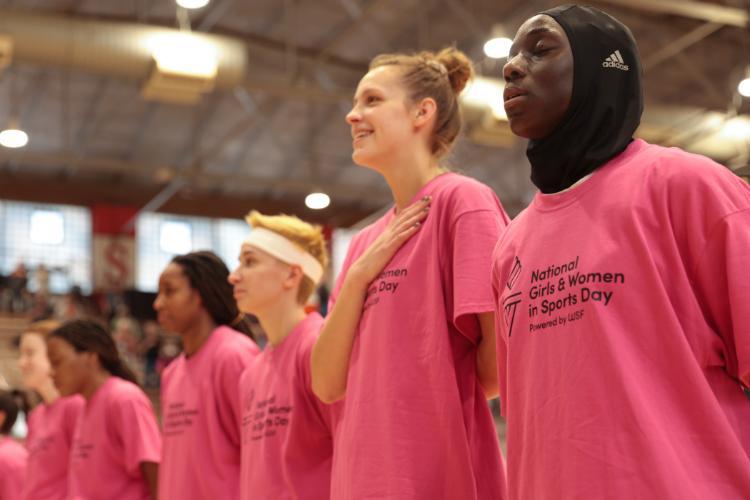 ISU Women's Basketball Players during National Girls and Women in Sports Day 2022