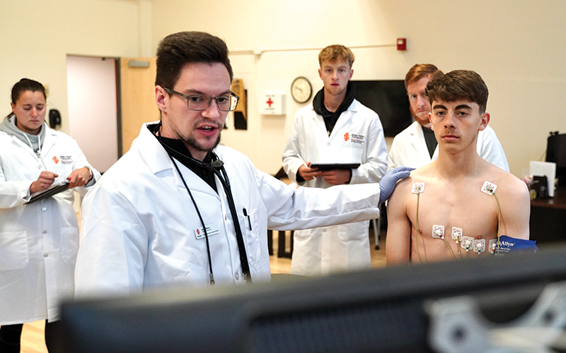 Idaho State University Sport and Exercise Science students learning skills in the on campus Human Performance Lab.