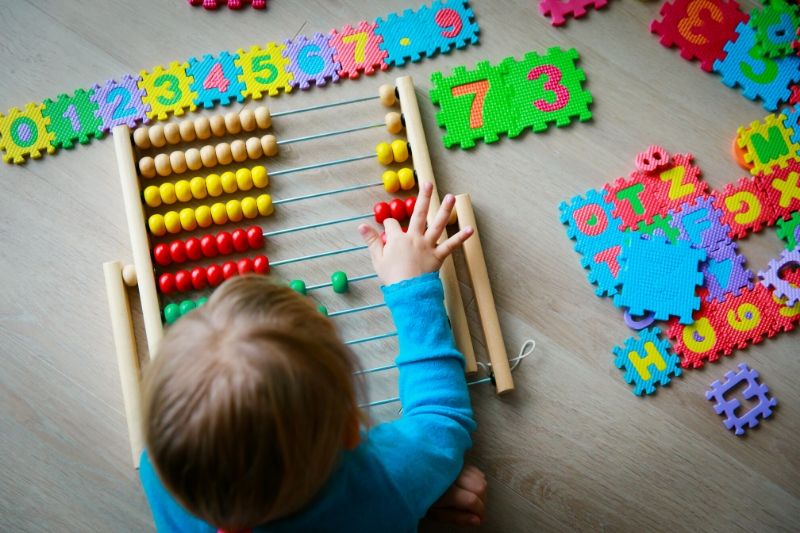 Child with number toys