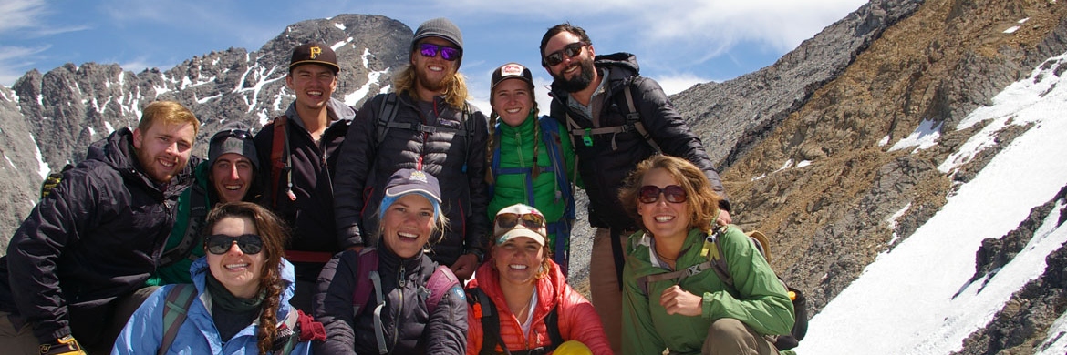 Students on a mountain at field camp