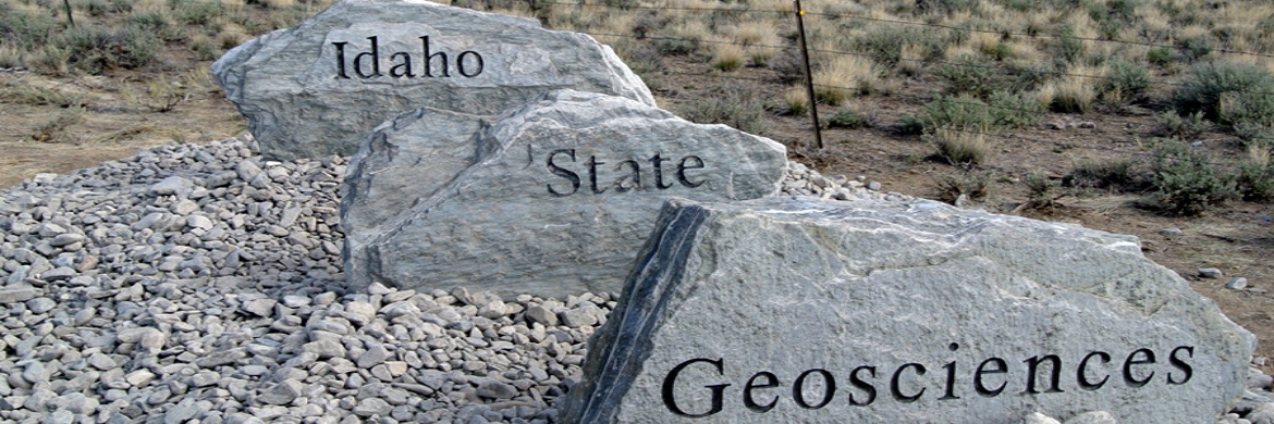 Slabs of rocks that say Idaho State Geosciences