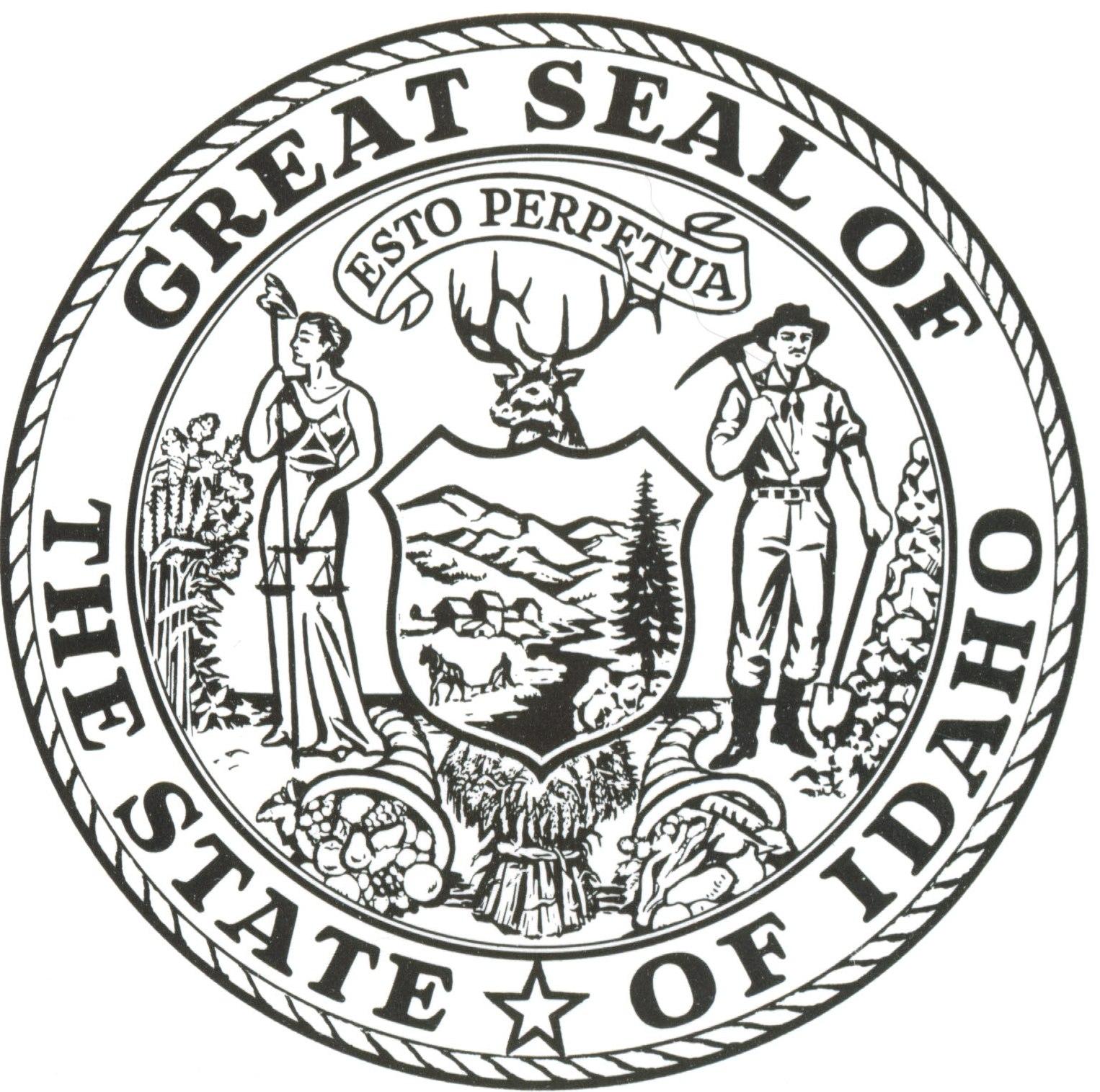 Black and white seal of idaho