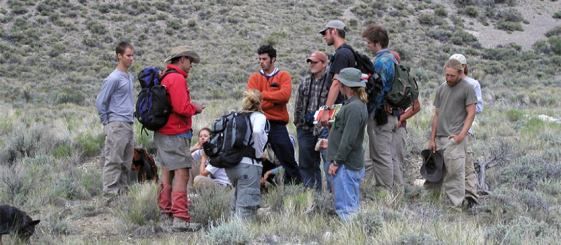 Paul Link and students on geology field trip