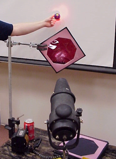 A light source going through a red filter