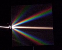 A rainbow shown by light through a grating