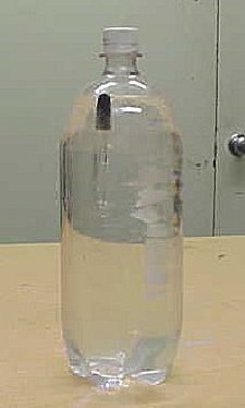 An object in a bottle of water
