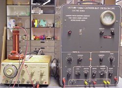 An oscilloscope set up