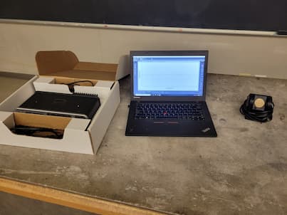 A motion detector next to the software capstone to set it up