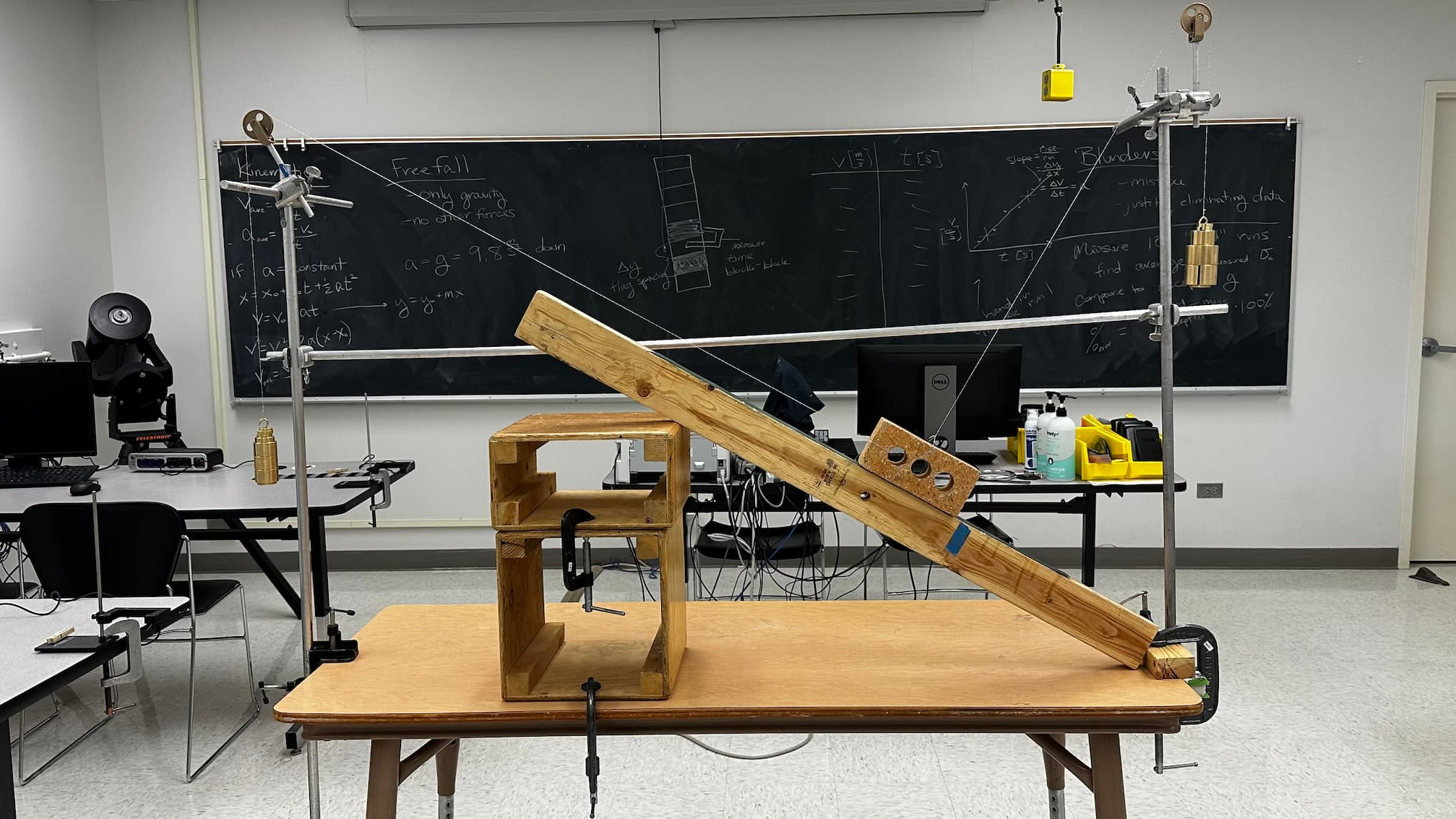 Setup for suspended block demo.