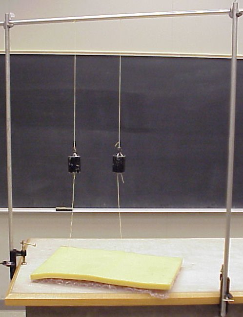 Weights hanging from a bar