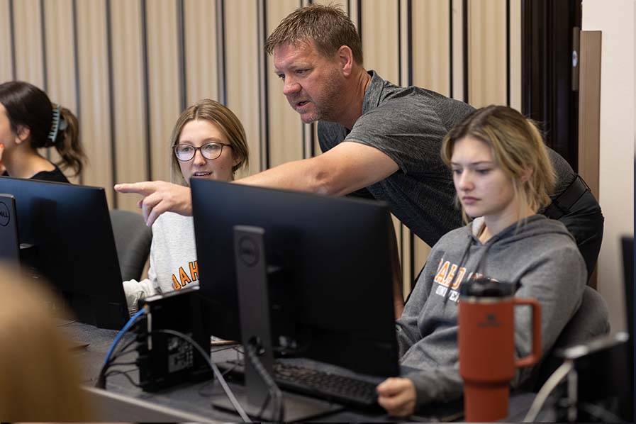 Students in a Business Technology Computer Lab