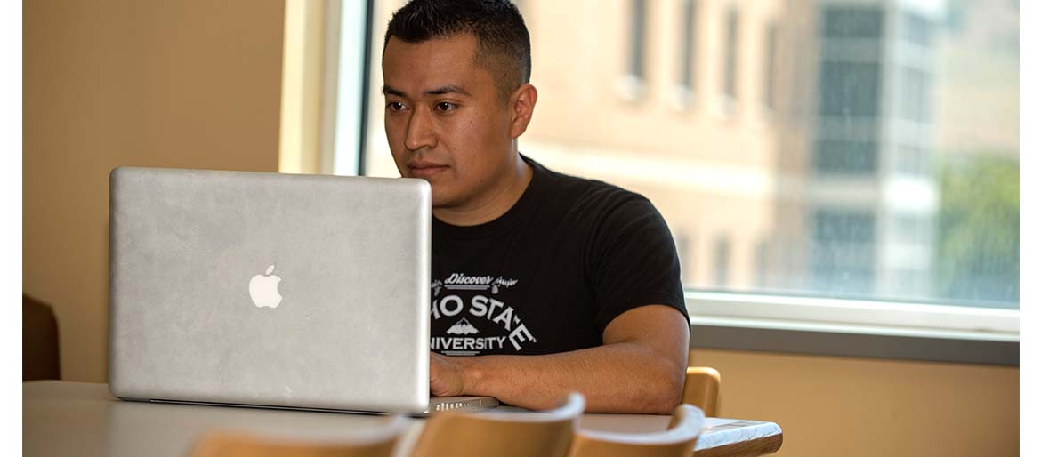 Student working on computer